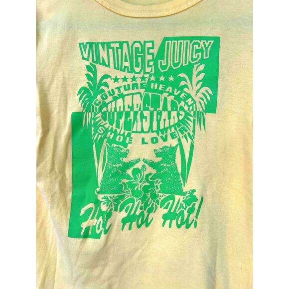Vintage Y2K Juicy Couture L short-sleeve T-shirt Tee Top HOT! Shoe Lover Yellow - Picture 2 of 5
